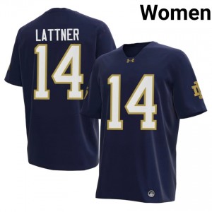 Women #14 Johnny Lattner Navy NCAA Notre Dame Fighting Irish Classic Fit Football Jersey 22FM0T76