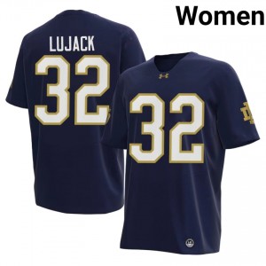Women #32 Johnny Lujack Navy High School Notre Dame Fighting Irish Classic Fit Football Jersey EsLkWC41