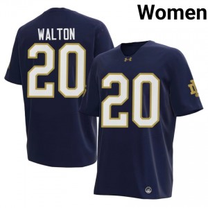 Women #20 Jonaz Walton Navy University Notre Dame Fighting Irish Classic Fit Football Jersey X70g2113