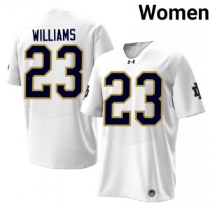 White #23 Kyren Williams Women Durable Notre Dame College 2026 Football Stitching Jersey H4n25216