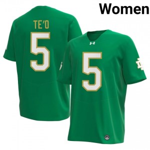 Premium Green UND Fighting Irish NCAA #5 Manti Te'o Women 2026 Football Embroidery Jersey e84XnH45