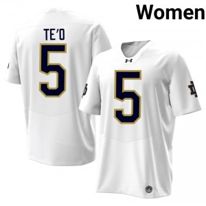 #5 Manti Te'o Irish 2026 Game-Day Style White Women Player Football Jersey 6DP42d46