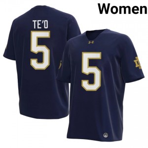 Fighting Irish #5 Manti Te'o Navy Women University Football 2026 Authentic Design Jersey 6umq1C79