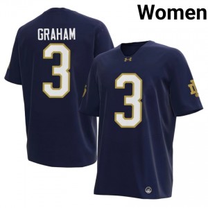 Fighting Irish #3 Mylan Graham Navy Women Player Football 2026 Authentic Design Jersey 52wbKT76