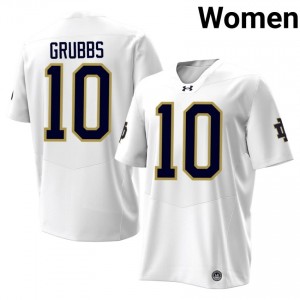 White #10 Noah Grubbs Women Durable Notre Dame College 2026 Football Stitching Jersey 84b75473