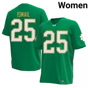 Premium Green UND Fighting Irish College #25 Raghib Ismail Women 2026 Football Embroidery Jersey 30X0JO83