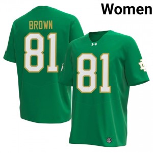 Premium Green UND Fighting Irish Player #81 Tim Brown Women 2026 Football Embroidery Jersey 4467W822