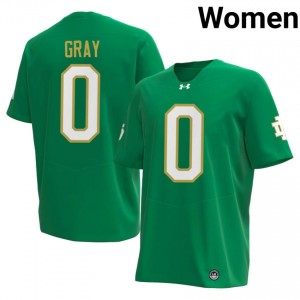 Premium Green UND Fighting Irish University #0 Tionne Gray Women 2026 Football Embroidery Jersey 4H750861