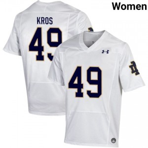 Women #49 Andrew Kros White NCAA Fighting Irish Classic Fit Football Jersey 136twO30