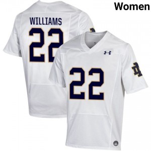 Women #22 Aneyas Williams White College Fighting Irish Classic Fit Football Jersey 373stC59