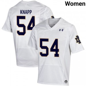 Notre Dame Fighting Irish #54 Anthonie Knapp White Women College Football Authentic Design Jersey 4BWiw240