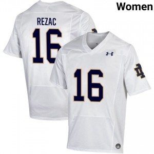 Notre Dame Fighting Irish #16 Anthony Rezac White Women University Football Authentic Design Jersey cGYOik15