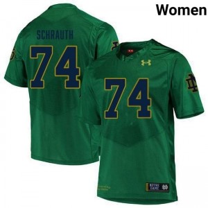 Premium Green UND University #74 Billy Schrauth Women Football Embroidery Jersey U4Vu4U70