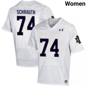 Notre Dame Fighting Irish #74 Billy Schrauth White Women Player Football Authentic Design Jersey V0B76295
