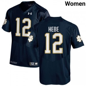 #12 Blake Hebert Notre Dame Game-Day Style Navy Women University Football Jersey c7732l75