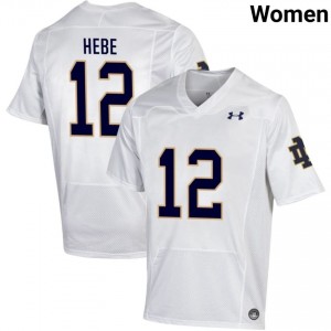 Notre Dame Fighting Irish #12 Blake Hebert White Women High School Football Authentic Design Jersey T28l8121