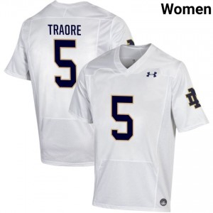 Notre Dame Fighting Irish #5 Boubacar Traore White Women High School Football Authentic Design Jersey 340B5o96