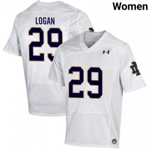 Women #29 Brandon Logan White NCAA Fighting Irish Classic Fit Football Jersey A85T1475