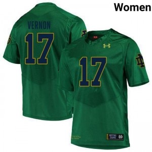 Premium Green UND NCAA #17 Brenan Vernon Women Football Embroidery Jersey 2s7xV214