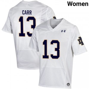 Women #13 CJ Carr White College Fighting Irish Classic Fit Football Jersey WY2G0477