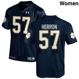#57 Cam Herron Notre Dame Game-Day Style Navy Women University Football Jersey 5bcokq75