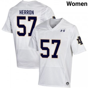 Notre Dame Fighting Irish #57 Cam Herron White Women High School Football Authentic Design Jersey 7JW47182