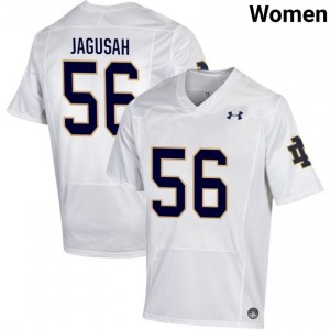 Notre Dame Fighting Irish #56 Charles Jagusah White Women University Football Authentic Design Jersey kK2LAD57