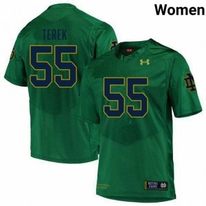 Premium Green UND College #55 Chris Terek Women Football Embroidery Jersey oUf6M693