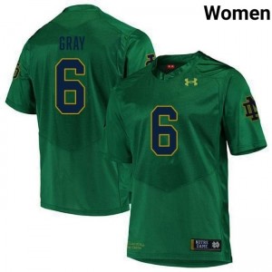 Christian Gray #6 Officially Licensed UND Fighting Irish Women Green Football High School Jersey iXOB3622