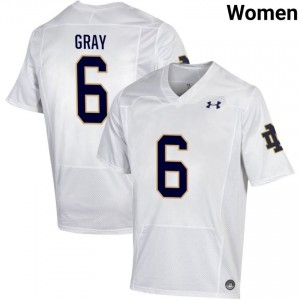 Women #6 Christian Gray White NCAA Fighting Irish Classic Fit Football Jersey ELrT4023