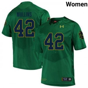 Premium Green UND NCAA #42 Cole Mullins Women Football Embroidery Jersey g62Ns780