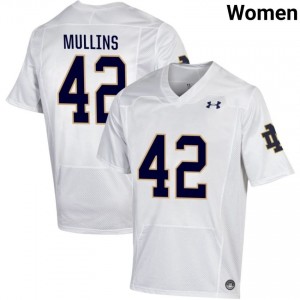 Notre Dame Fighting Irish #42 Cole Mullins White Women University Football Authentic Design Jersey 15u15337