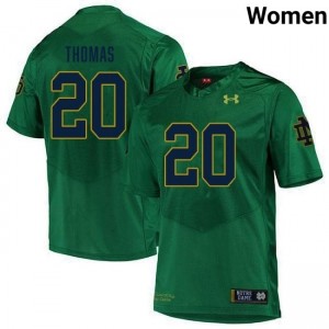 Cree Thomas #20 Officially Licensed UND Fighting Irish Women Green Football College Jersey 5X5g8382