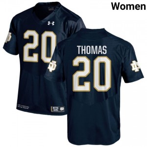 Navy #20 Cree Thomas Women Durable Irish University Football Stitching Jersey 74Cn7j21