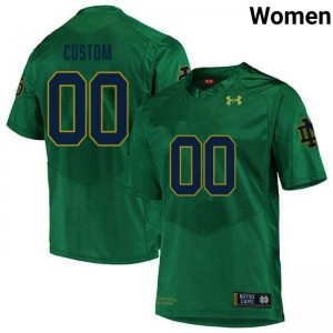 Custom #00 Officially Licensed UND Fighting Irish Women Green Football University Jersey 5L572294