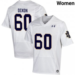 Women #60 Davion Dixon White University Fighting Irish Classic Fit Football Jersey Bu2y4293