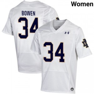 Women #34 Drayk Bowen White High School Fighting Irish Classic Fit Football Jersey 70Oa6865