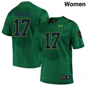 Elijah Burress #17 Officially Licensed UND Fighting Irish Women Green Football University Jersey 5n4us538