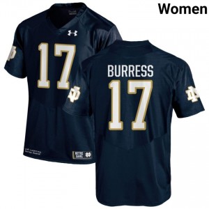 Navy #17 Elijah Burress Women Durable Irish High School Football Stitching Jersey 8I75jo46