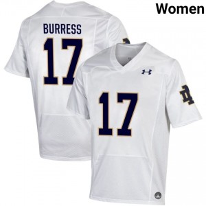 Women #17 Elijah Burress White Player Fighting Irish Classic Fit Football Jersey QSkq1x87