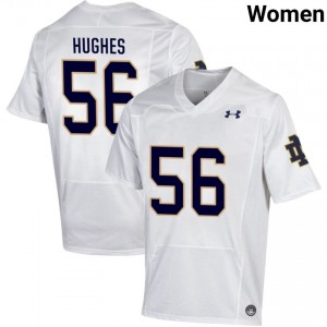 Women #56 Elijah Hughes White College Fighting Irish Classic Fit Football Jersey BQ2B3f24