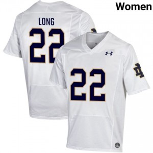 Notre Dame Fighting Irish #22 Ethan Long White Women University Football Authentic Design Jersey sMu38648