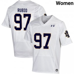 Notre Dame Fighting Irish #97 Gabriel Rubio White Women NCAA Football Authentic Design Jersey 4g43by35