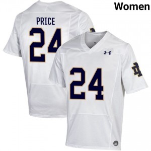 Women #24 Jadarian Price White University Fighting Irish Classic Fit Football Jersey 246aUA84