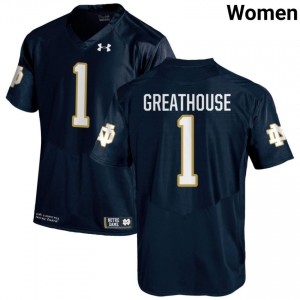 Navy #1 Jaden Greathouse Women Durable Irish College Football Stitching Jersey 8g2wgx78