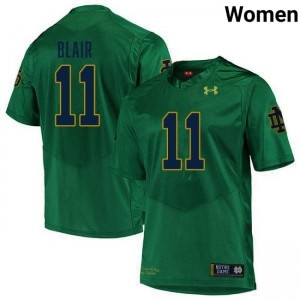 Jadon Blair #11 Officially Licensed UND Fighting Irish Women Green Football Player Jersey 42253540