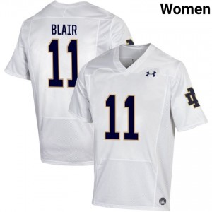 Women #11 Jadon Blair White College Fighting Irish Classic Fit Football Jersey N2oO5V37