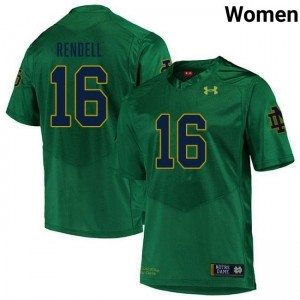 Premium Green UND College #16 James Rendell Women Football Embroidery Jersey 78y5I755