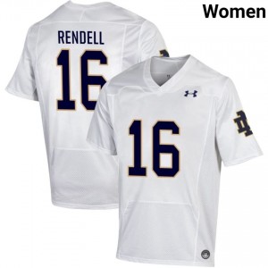 Notre Dame Fighting Irish #16 James Rendell White Women High School Football Authentic Design Jersey 7enLO376