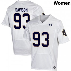 Notre Dame Fighting Irish #93 Jared Dawson White Women NCAA Football Authentic Design Jersey r57C6032